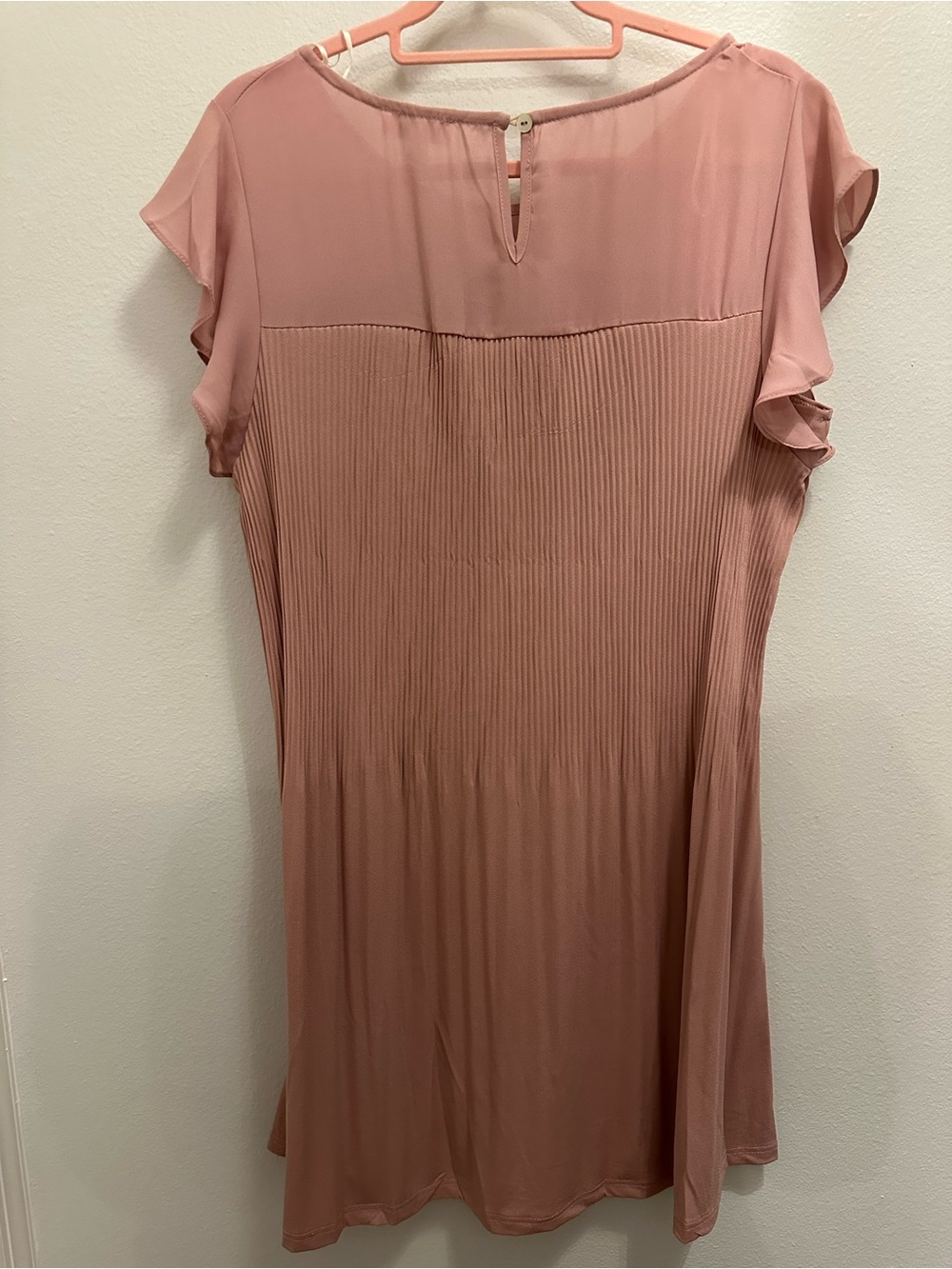 Umgee Rose Pink Pleated Chiffon Shift Dress - Picture 3 of 3